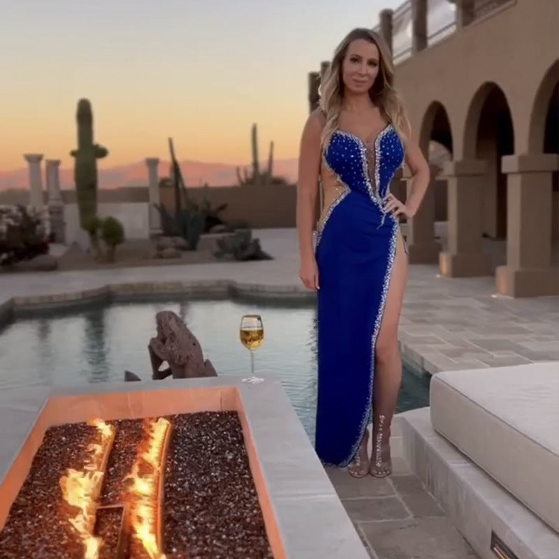 Glamorous Rhinestone Maxi Dress Elegant Formal Wear for Women Party or Event Dresses
