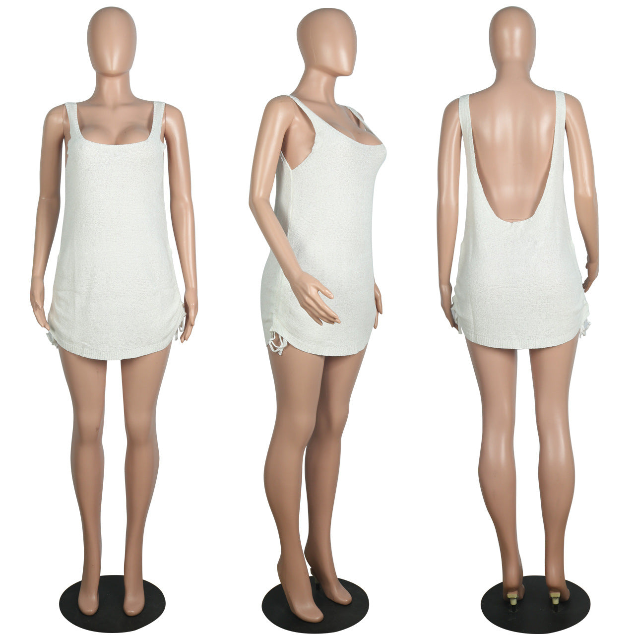 Sultry Solid Color Bodycon Dress for Parties and Clubs Slim Fit Cutout Design