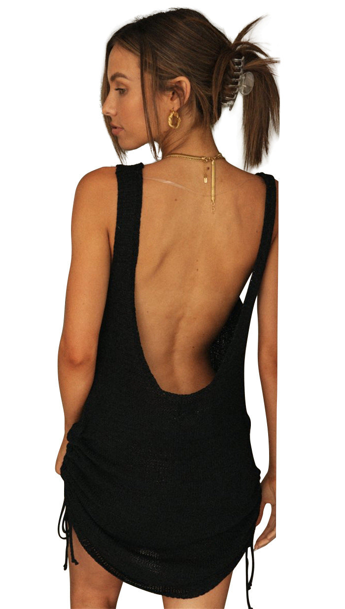 Sultry Solid Color Bodycon Dress for Parties and Clubs Slim Fit Cutout Design