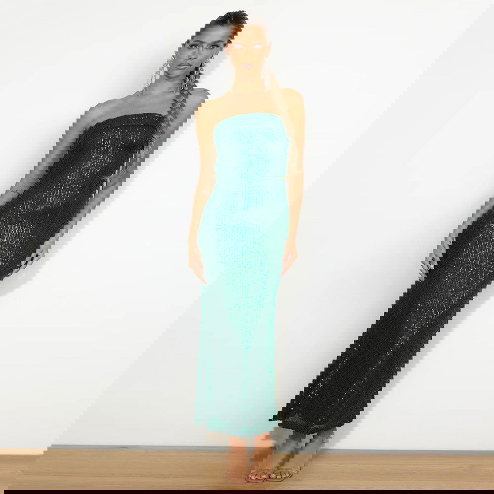 Elegant Sequin Maxi Dress for Weddings and Formal Events Stunning Cutout Design