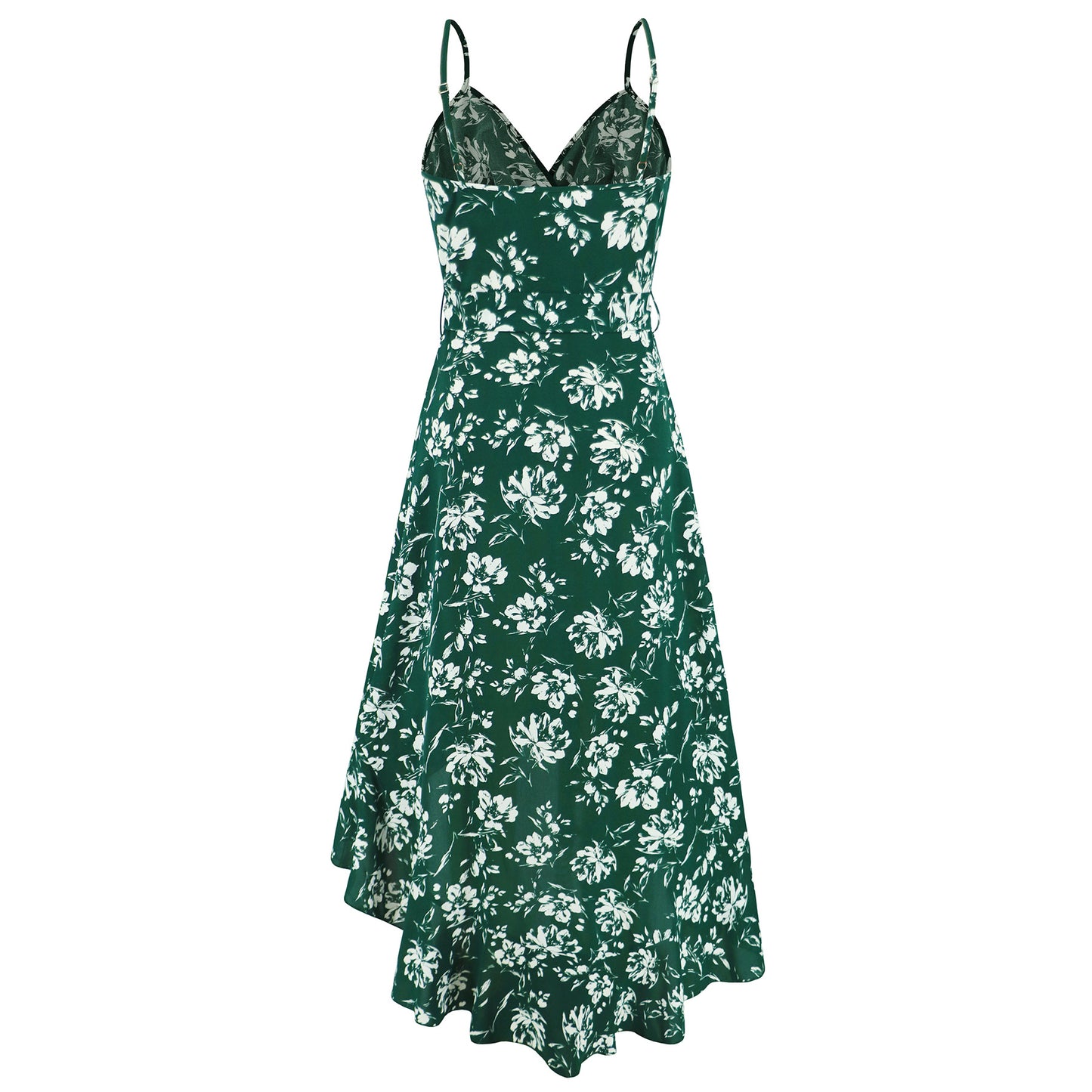 Asymmetrical Floral Mini Dress with Ruffles and Belt for a Summer Party Look Sexy Vacation Outfit