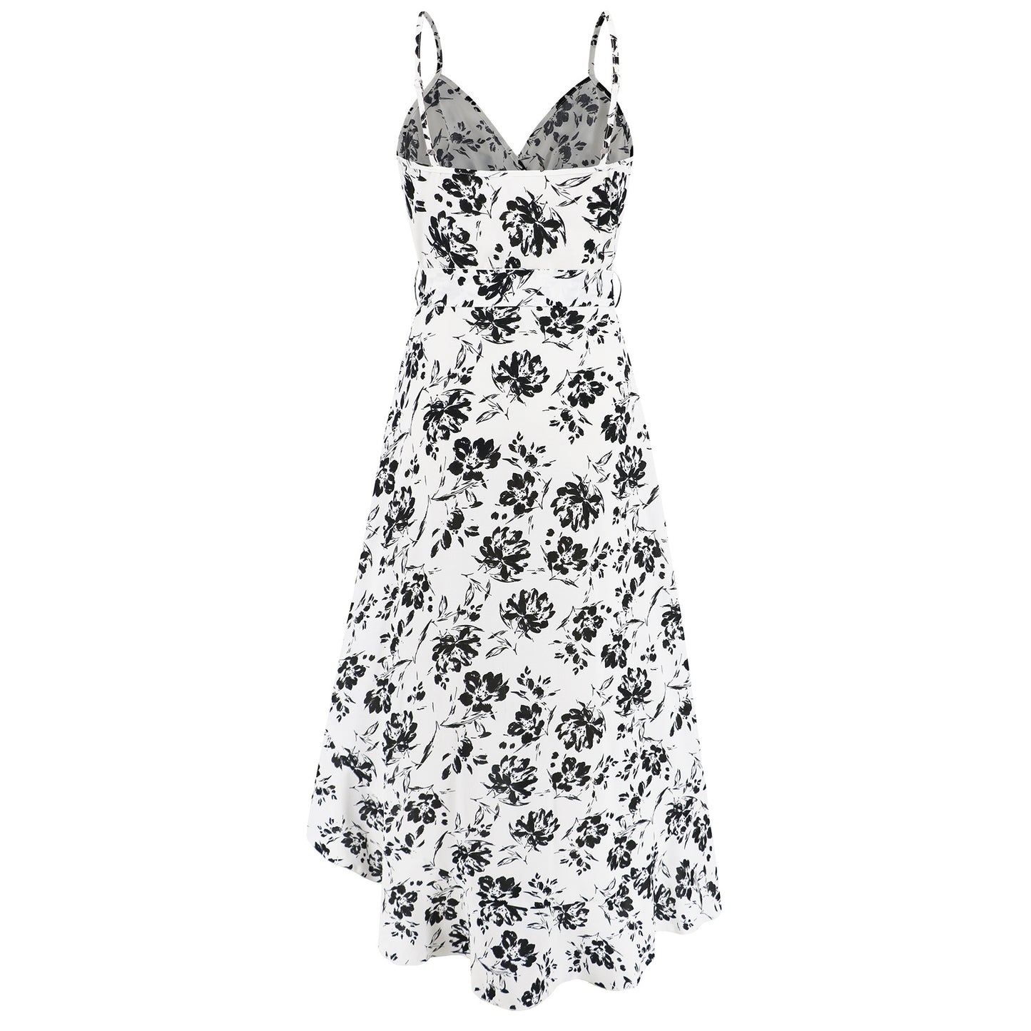 Asymmetrical Floral Mini Dress with Ruffles and Belt for a Summer Party Look Sexy Vacation Outfit