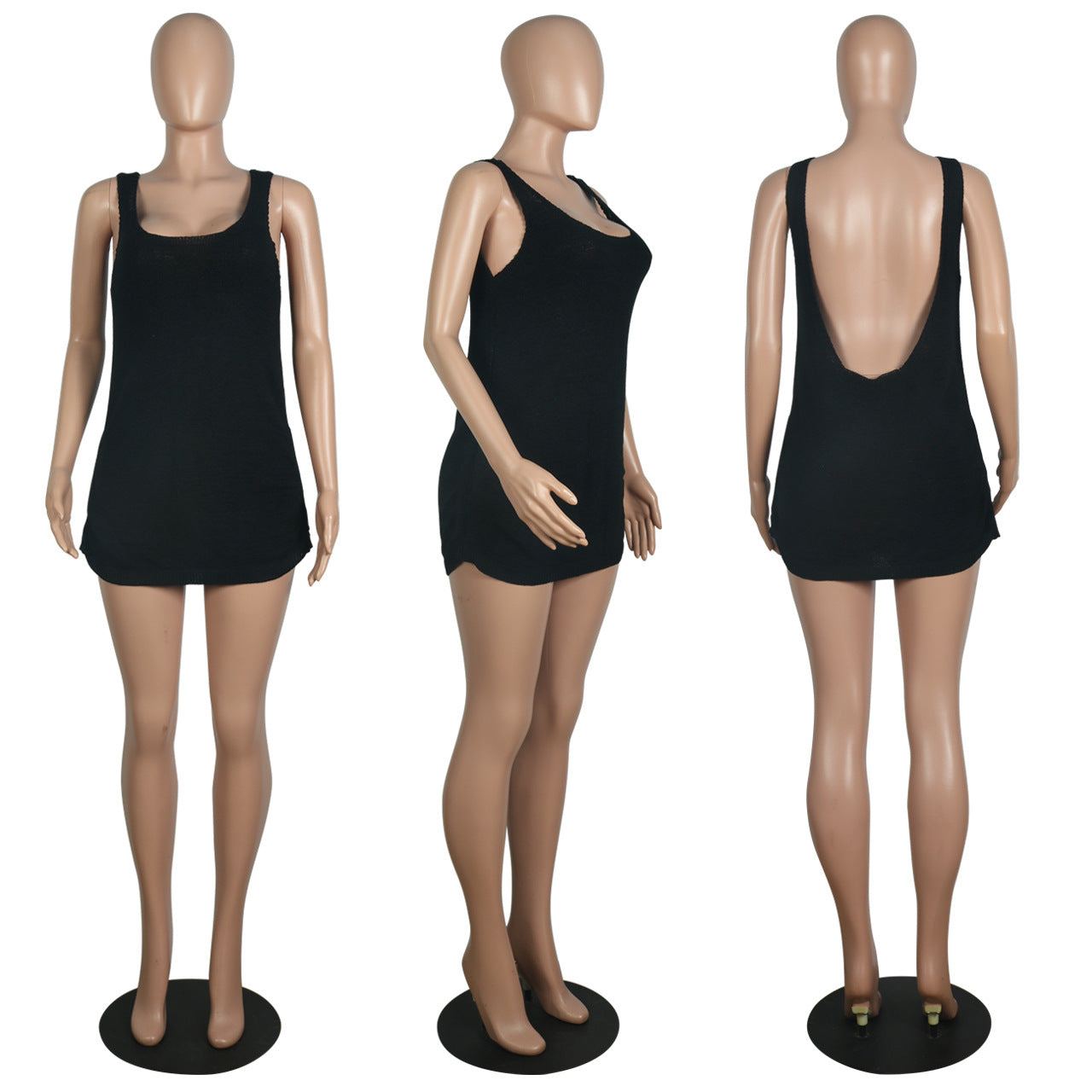 Sultry Solid Color Bodycon Dress for Parties and Clubs Slim Fit Cutout Design
