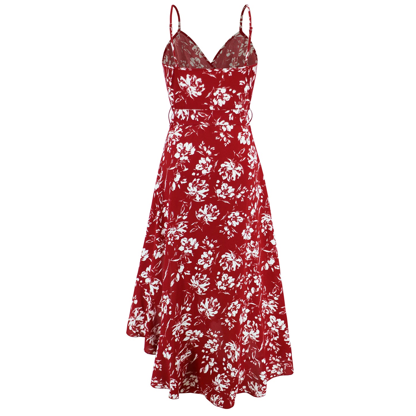 Asymmetrical Floral Mini Dress with Ruffles and Belt for a Summer Party Look Sexy Vacation Outfit