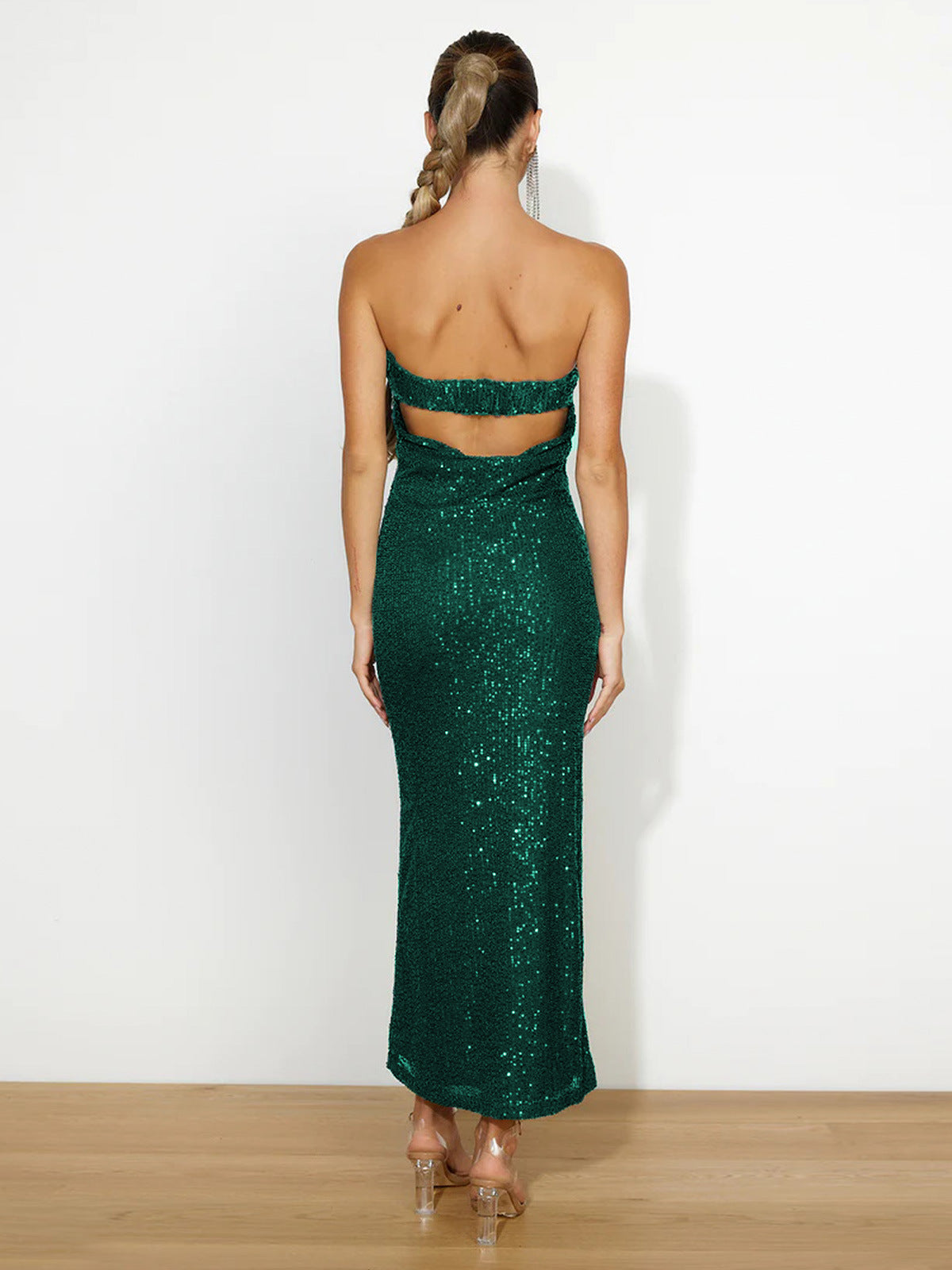 Elegant Sequin Maxi Dress for Weddings and Formal Events Stunning Cutout Design