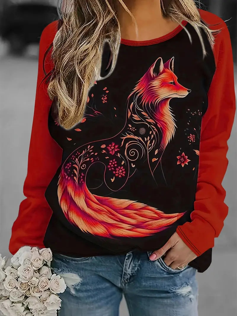 Lieveke - Dames Vos Grafisch Sweatshirt