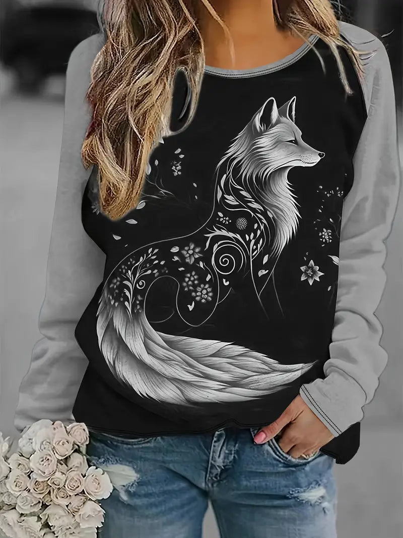 Lieveke - Dames Vos Grafisch Sweatshirt