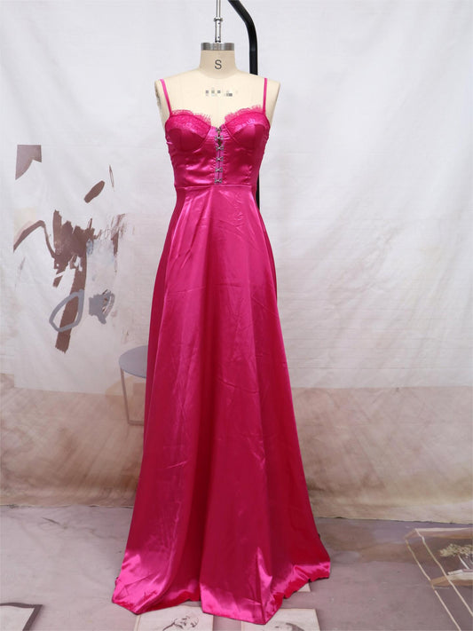 Maxi Dress for Bridesmaids Satin Evening Gown Formal Occasion Dresses Simple Bridesmaid