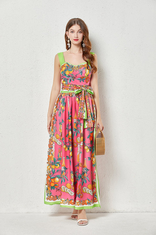 Sleeveless Printed Cami A Line Maxi Dress for Summer Sunshine Style Vacation Outfit