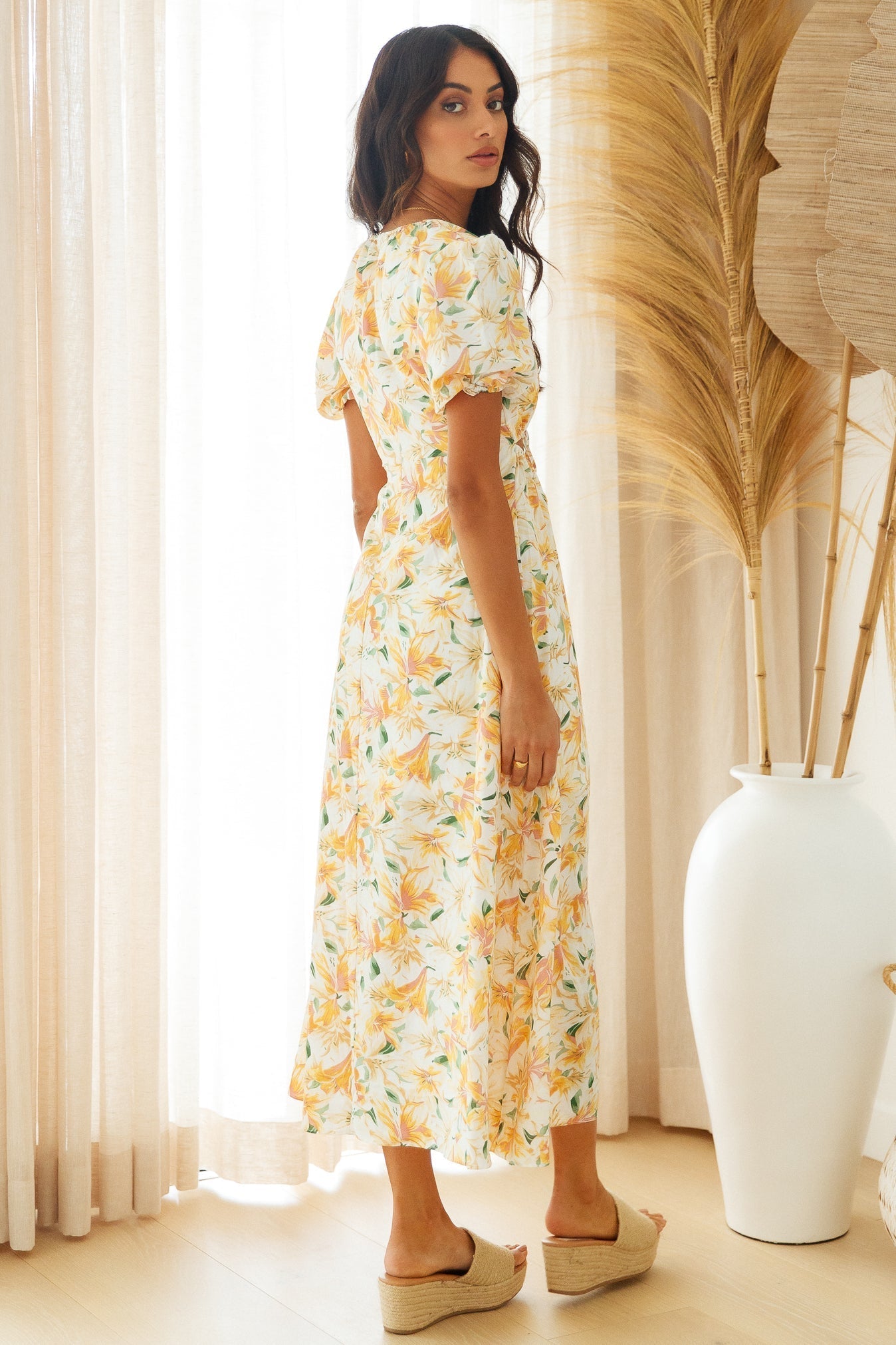 Floral Maxi Dress with Cutout Detailing for Summer Vacations Bohemian Style ALine Dresses