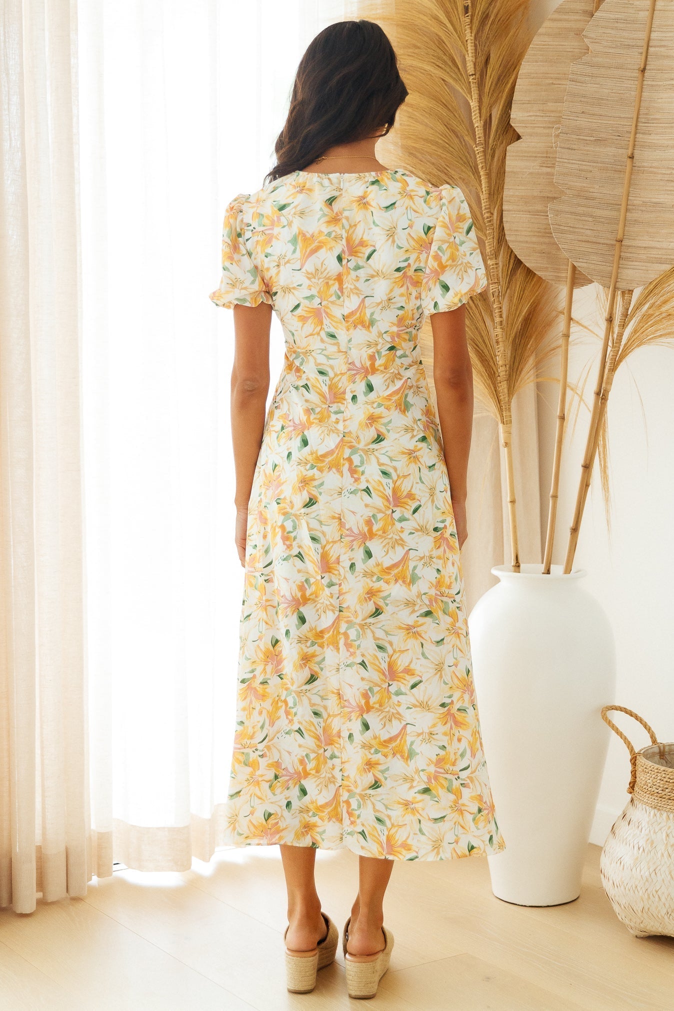 Floral Maxi Dress with Cutout Detailing for Summer Vacations Bohemian Style ALine Dresses