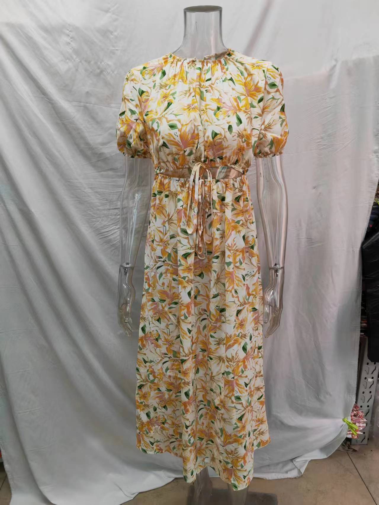 Floral Maxi Dress with Cutout Detailing for Summer Vacations Bohemian Style ALine Dresses