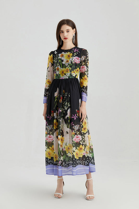 Boho Floral Maxi Dress for Spring and Fall Vacations ALine Silhouette Casual Style