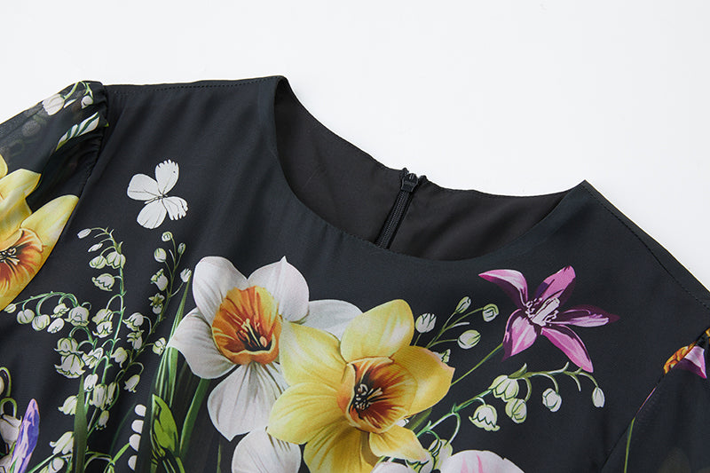 Boho Floral Maxi Dress for Spring and Fall Vacations ALine Silhouette Casual Style