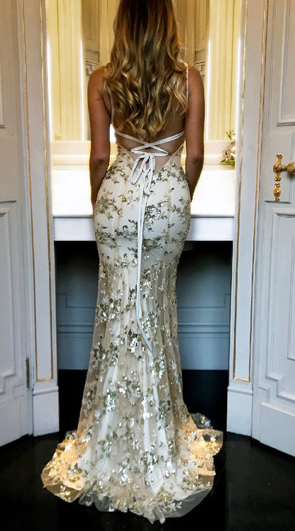 Maxi Gown with Sequin Details for Wedding Guests or Special Occasions