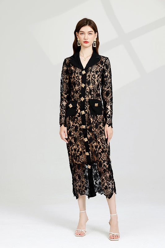 HighEnd Dress for Women A Bodycon Silhouette with Lace Detail and Metal Buckle for the Ultimate Chic Look