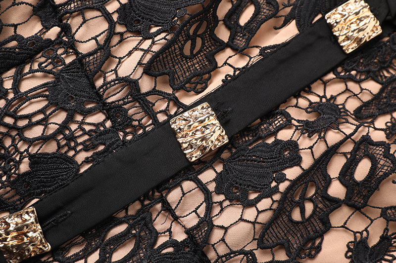 HighEnd Dress for Women A Bodycon Silhouette with Lace Detail and Metal Buckle for the Ultimate Chic Look