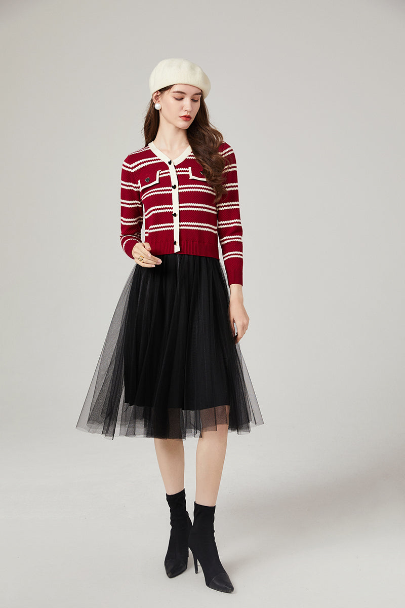 Striped Knit Dress for Women Chic Autumn Winter Style ALine Design Versatile Outfit