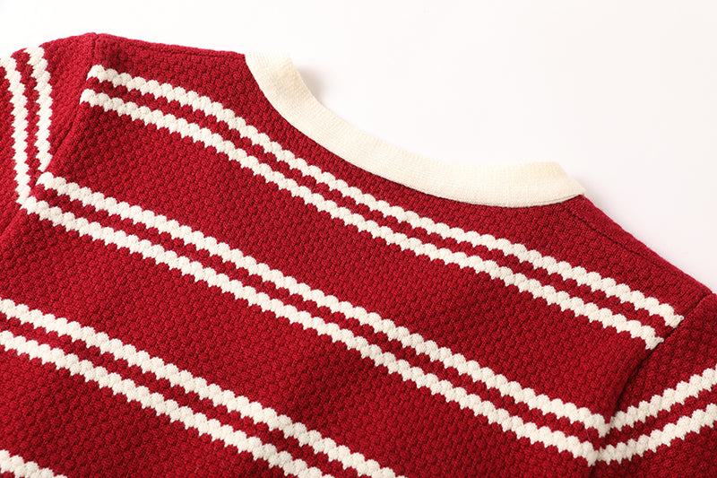 Striped Knit Dress for Women Chic Autumn Winter Style ALine Design Versatile Outfit