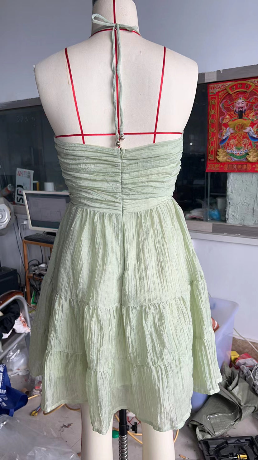 Sleeveless Halter Neck Aline Dress for Summer Chic Backless Mini Dress Everyday Fashion