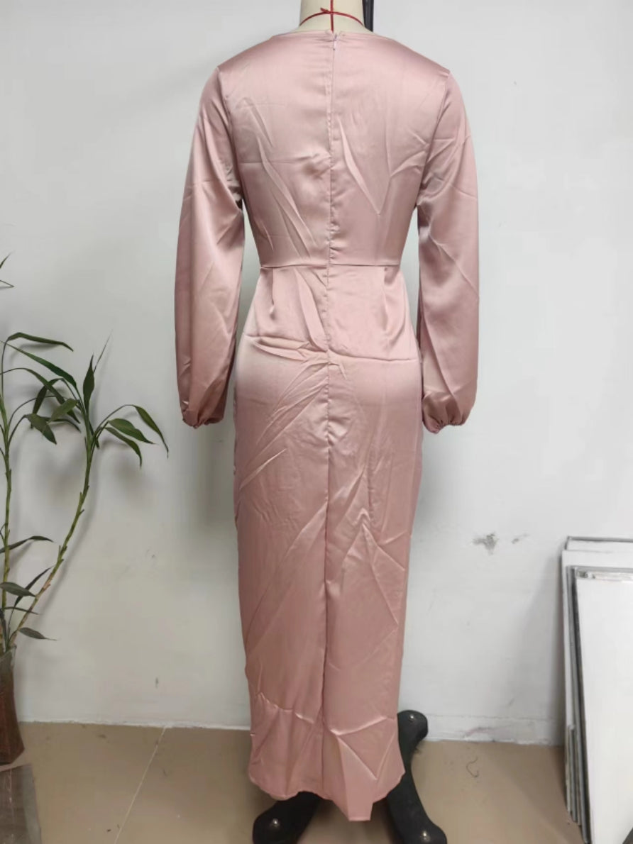 Satin Wrap Mini Dress with Lantern Sleeves Sexy Party Style for Womens Fashion