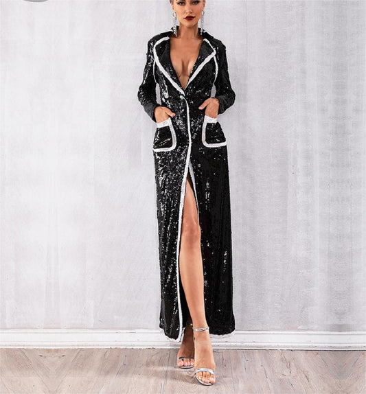 Black Maxi Dress Long Sleeves Sophisticated Evening Gown Party Wear