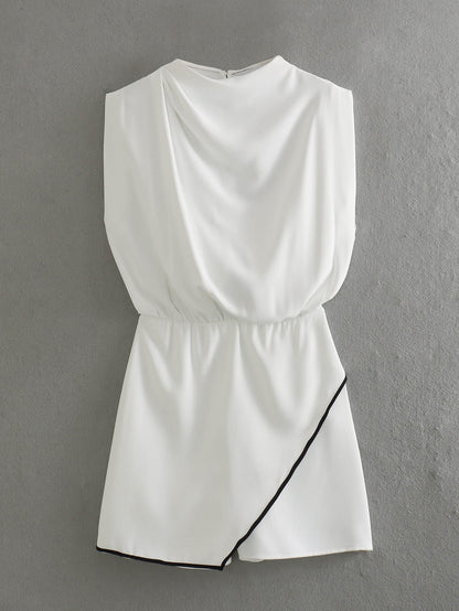 Sleeveless Solid Mini Dress for Summer Days Casual Chic Round Neckline Slim Fit