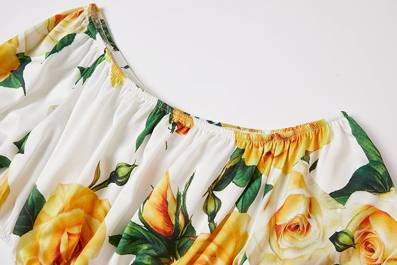 Floral Two Piece Set with a Crop Top and Midi Skirt Perfect for Warm Weather Outings