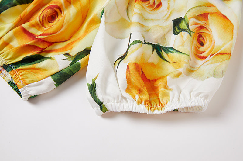 Floral Two Piece Set with a Crop Top and Midi Skirt Perfect for Warm Weather Outings