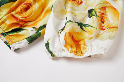 Floral Two Piece Set with a Crop Top and Midi Skirt Perfect for Warm Weather Outings
