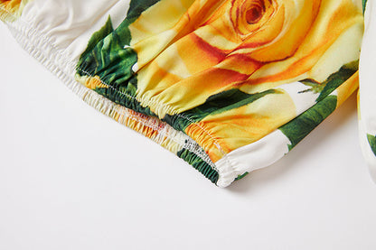 Floral Two Piece Set with a Crop Top and Midi Skirt Perfect for Warm Weather Outings