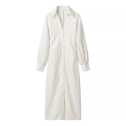 Jacquard Maxi Dress for Women Spring Fashion Office Wear Long Sleeve Dress