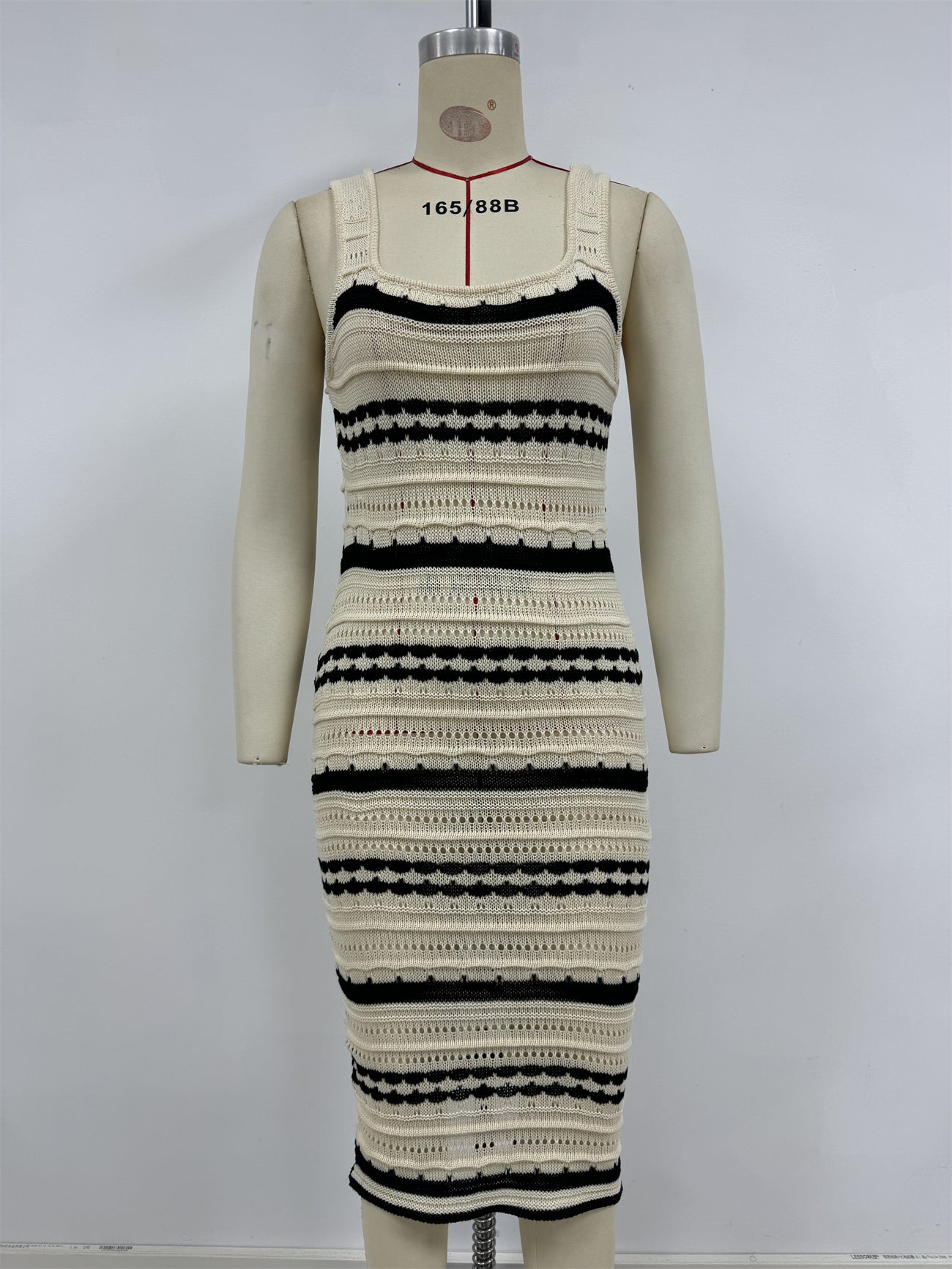 Bodycon Striped Cami Dress for Summer Vacations Sleeveless Midi Length Vacation Outfit Ideas