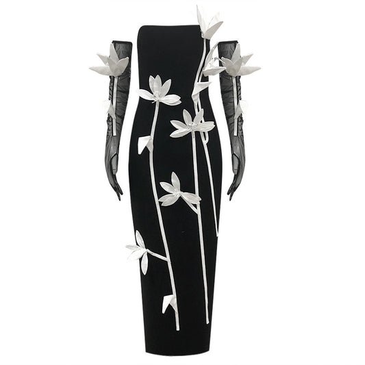 Floral Bodycon Dress for Women Sleeveless Midi Length Evening Party Outfit