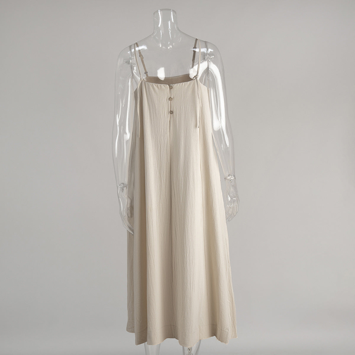 Apricot Spaghetti Strap Maxi Dress Effortless Summer Style for Everyday Wear Cotton ALine Dress