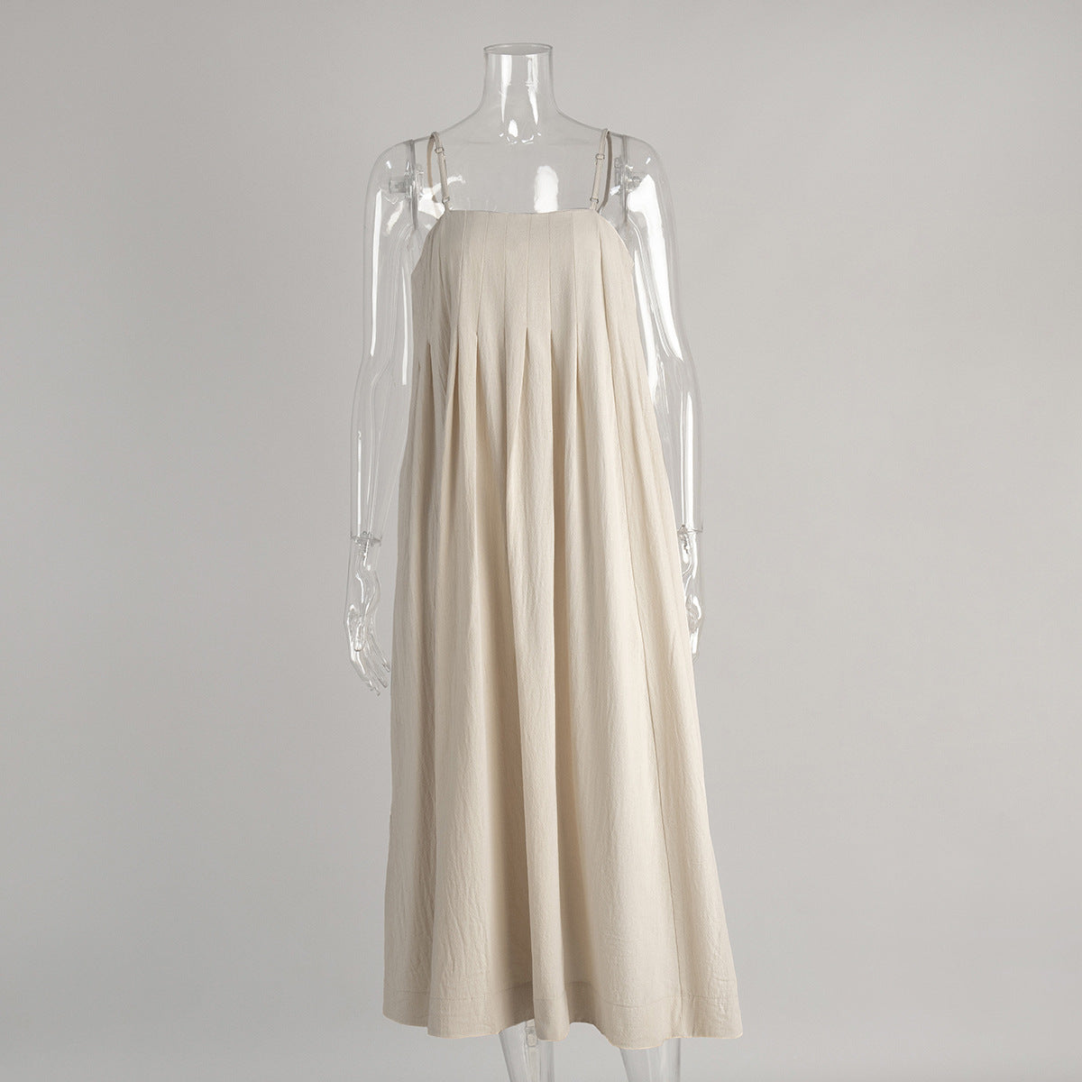 Apricot Spaghetti Strap Maxi Dress Effortless Summer Style for Everyday Wear Cotton ALine Dress