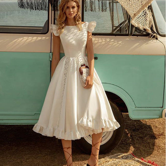 Summer Dress Perfect for Weddings and Parties Short Sleeve A Line Design for Women