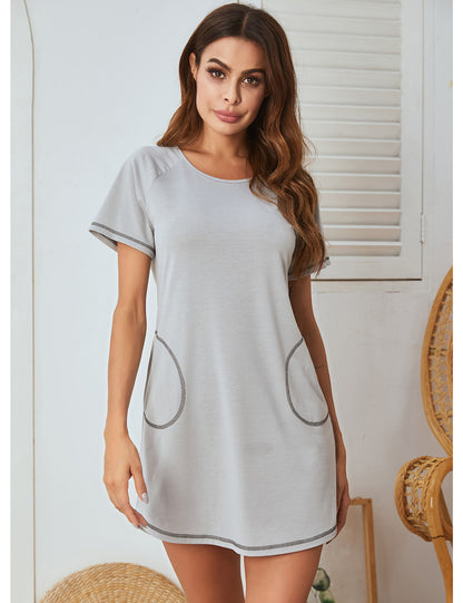Relaxed Summer Nightdress Casual Wear Lightweight Short Sleeve Sleepwear for Women