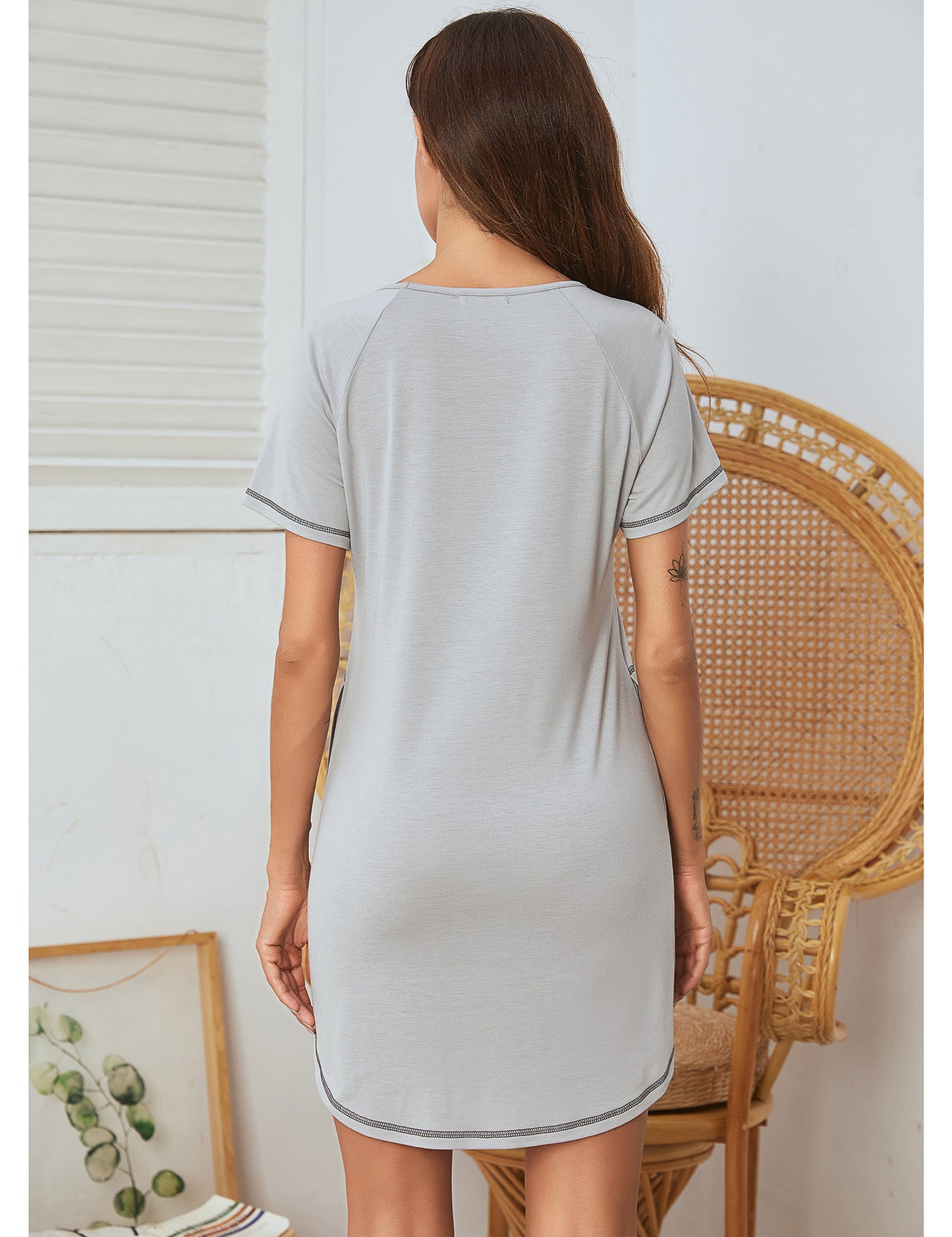 Relaxed Summer Nightdress Casual Wear Lightweight Short Sleeve Sleepwear for Women