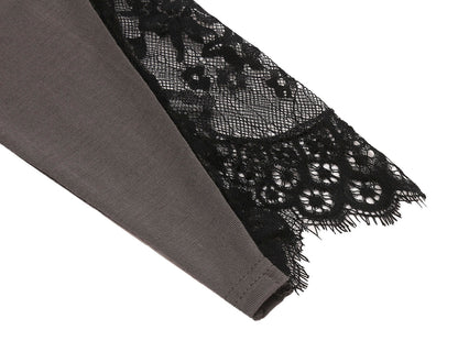 Lace Stitching Nightdress for Women Long Sleeve Soft Loungewear Sleep Dress Comfortable Fit