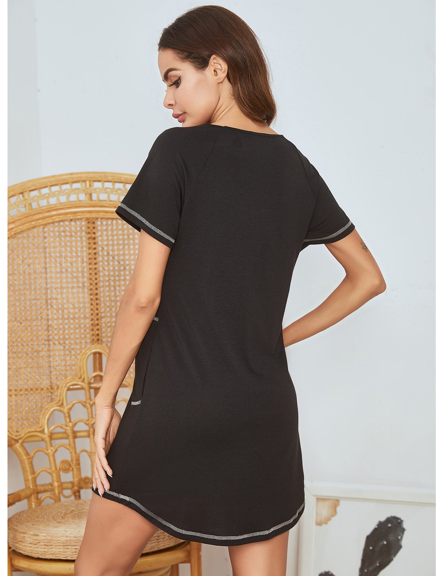 Relaxed Summer Nightdress Casual Wear Lightweight Short Sleeve Sleepwear for Women
