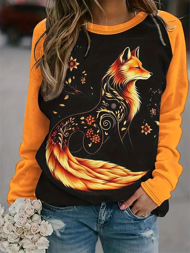 Lieveke - Dames Vos Grafisch Sweatshirt