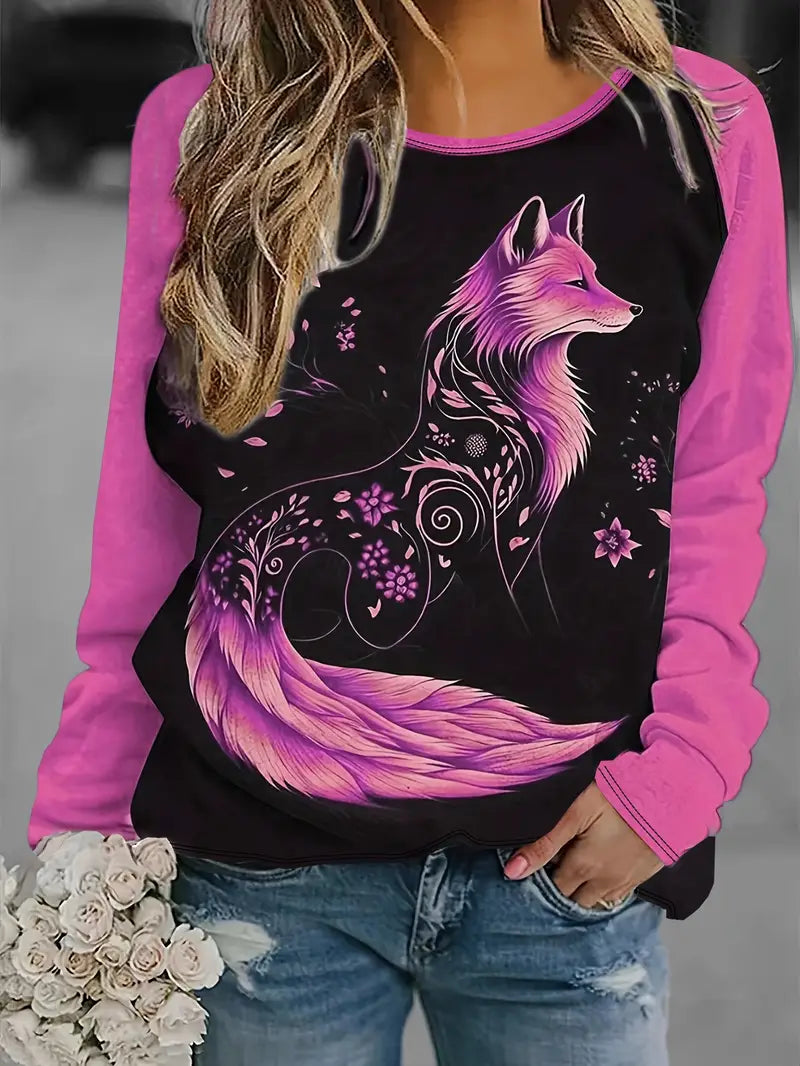 Lieveke - Dames Vos Grafisch Sweatshirt