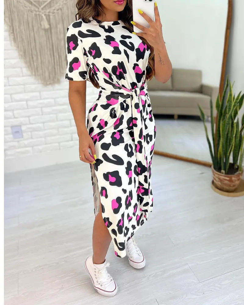 Cherly - Midi-jurk met Luipaardprint