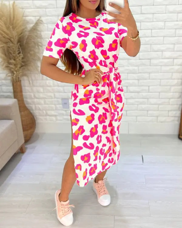 Cherly - Midi-jurk met Luipaardprint