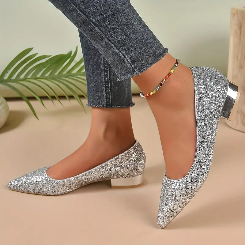 Gretl - Glitter Puntige Flats