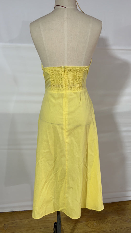 Tube Top Maxi Dress for Summer Vacations Solid Color Style for Women