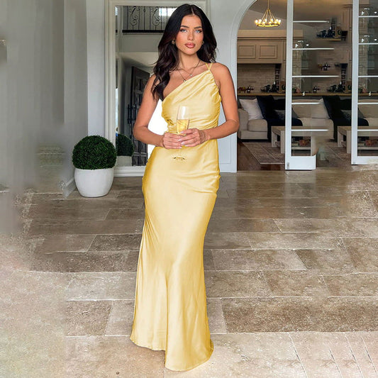 Sultry OneShoulder Maxi Dress for Women Elegant Bodycon Summer Evening Gown Party Dress