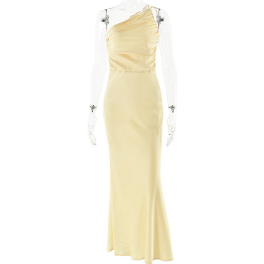 Sultry OneShoulder Maxi Dress for Women Elegant Bodycon Summer Evening Gown Party Dress