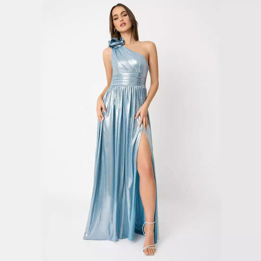 Elegant Maxi Dress for Special Events Backless High Slit Summer Formal Gown Socialite Style